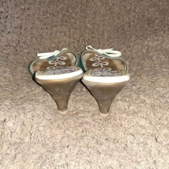 FLY LONDON-Blue/White Leather-Slides-Kitten Heel-Size 36/6-Excellent - Picture 5 of 7